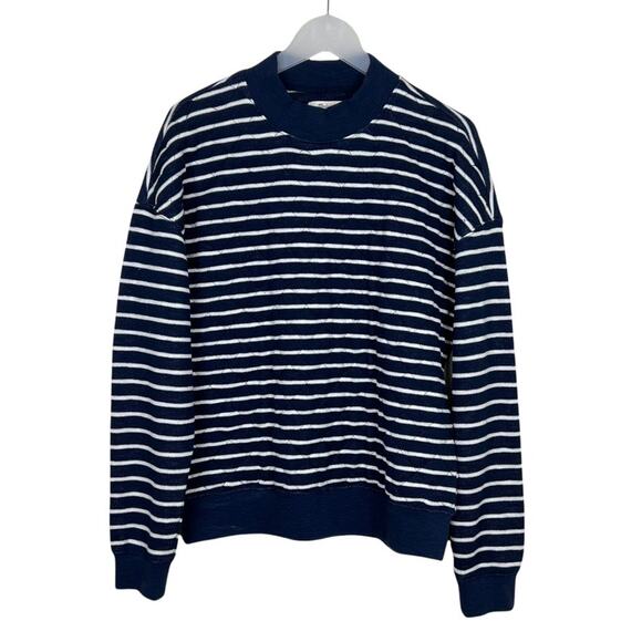 Madewell Quilted Mockneck Striped Sweatshirt Size Small - Picture 1 of 10